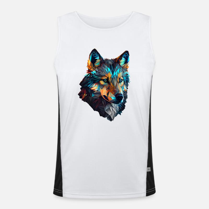 Wölfe Silhouette Naturschutz Tierschutz Wolf Funktionelles Kontrast-Tank Top für Männer 