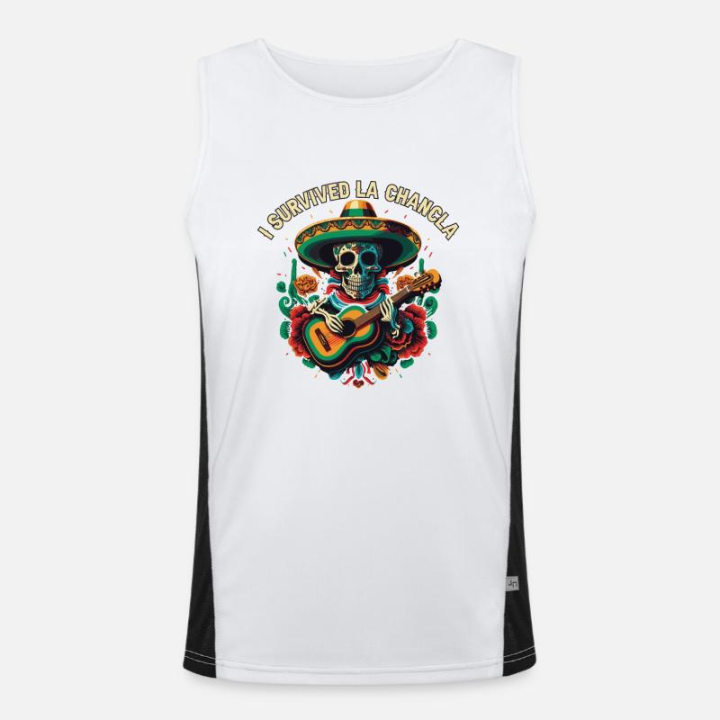 I Survived La Chancla Mexican Slippers Sandals Mex Men's Functional Contrast Tank Top 
