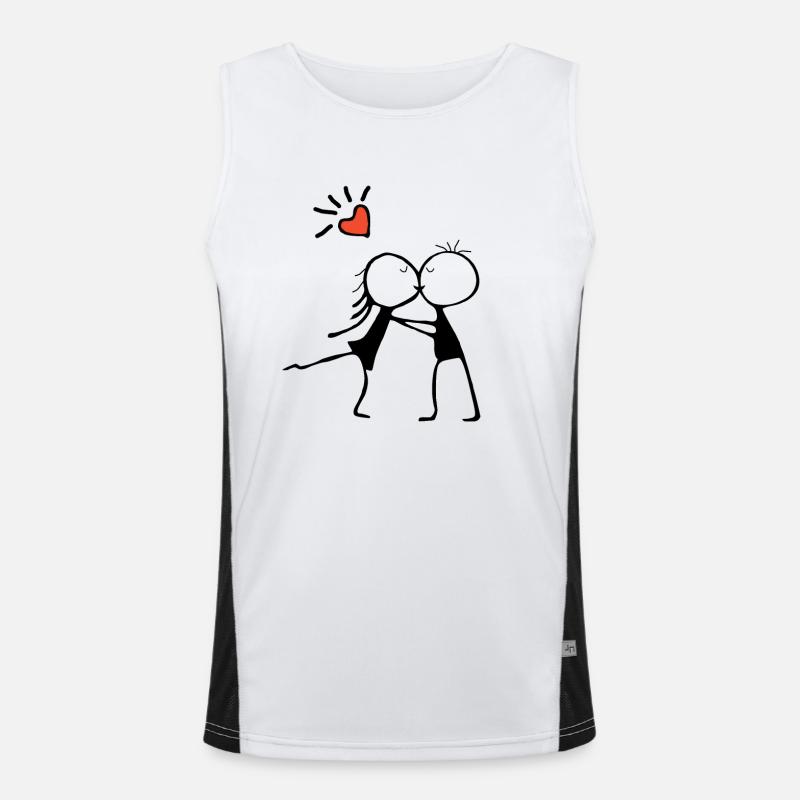 Umarmung der Liebe: Ein romantisches Paar-Design Funktionelles Kontrast-Tank Top für Männer 