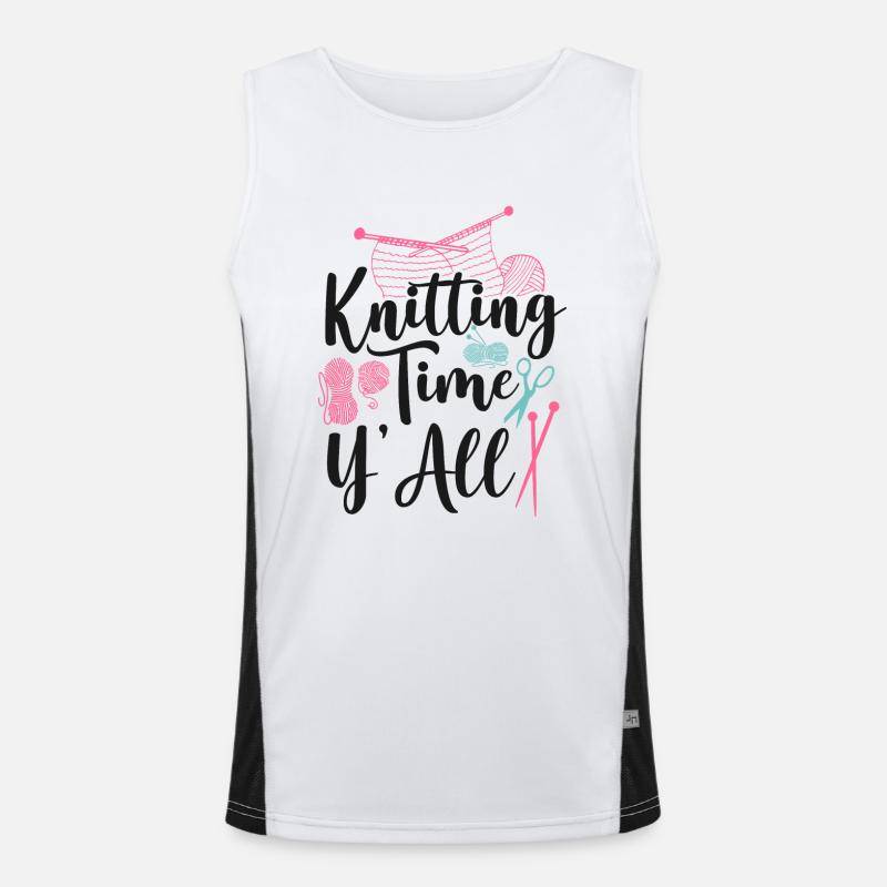 Knitting Knitter Knitting Time Funktionelles Kontrast-Tank Top für Männer 
