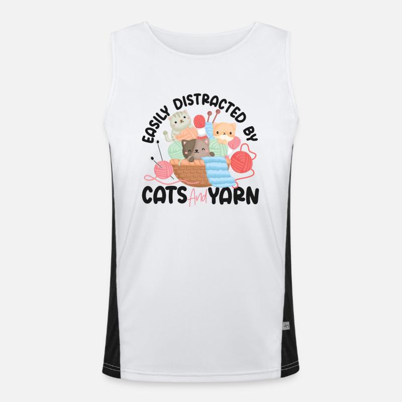 Knitting Knitter Cat Easily Funktionelles Kontrast-Tank Top für Männer 
