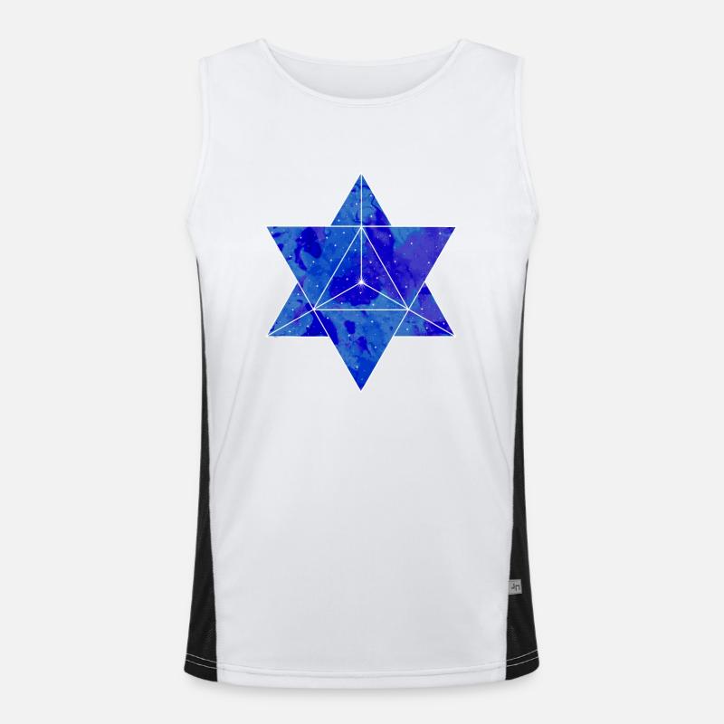 Merkaba - Night Image - Stars - Sacred Geometry Men's Functional Contrast Tank Top 