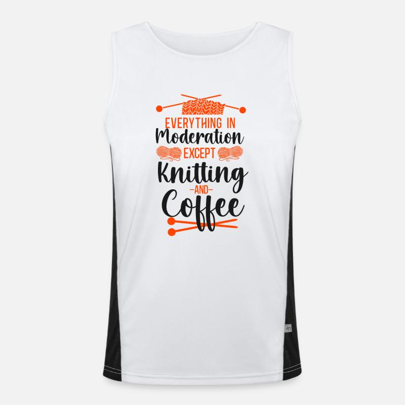 Knitting Knitter Coffee Everything Funktionelles Kontrast-Tank Top für Männer 