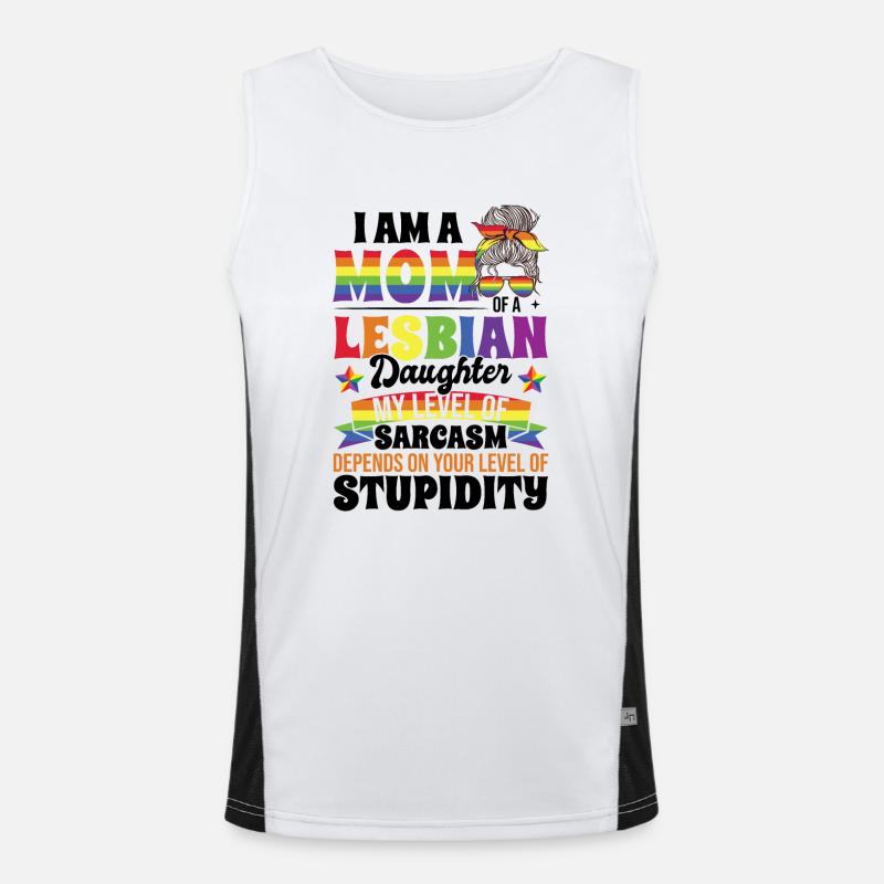 Mutter einer lesbischen Tochter Regenbogen LGBT Mutter Funktionelles Kontrast-Tank Top für Männer 