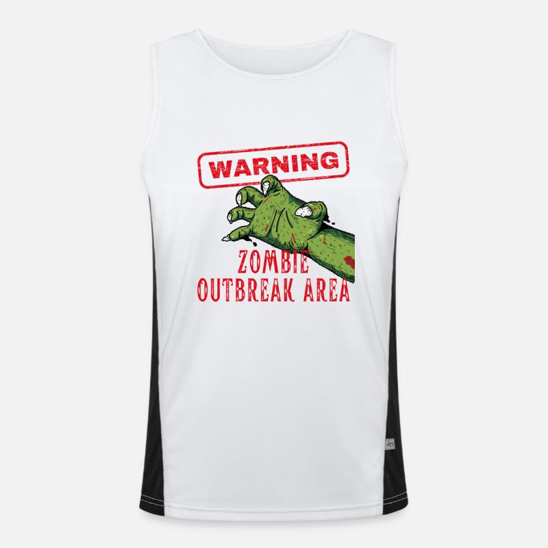 Warnung Zombie Outbreak Area Brain Eater Funktionelles Kontrast-Tank Top für Männer 