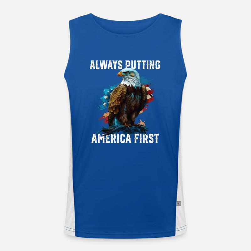 Always Putting America First American Bald Eagle Funktionelles Kontrast-Tank Top für Männer 