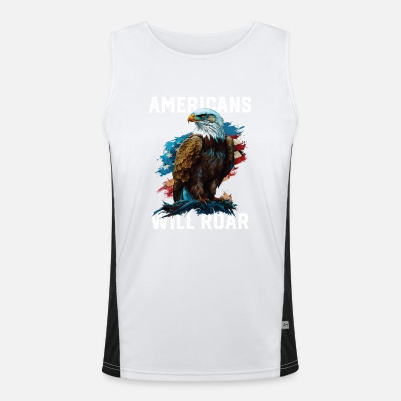 Americans Will Roar American Bald Eagle America Funktionelles Kontrast-Tank Top für Männer 