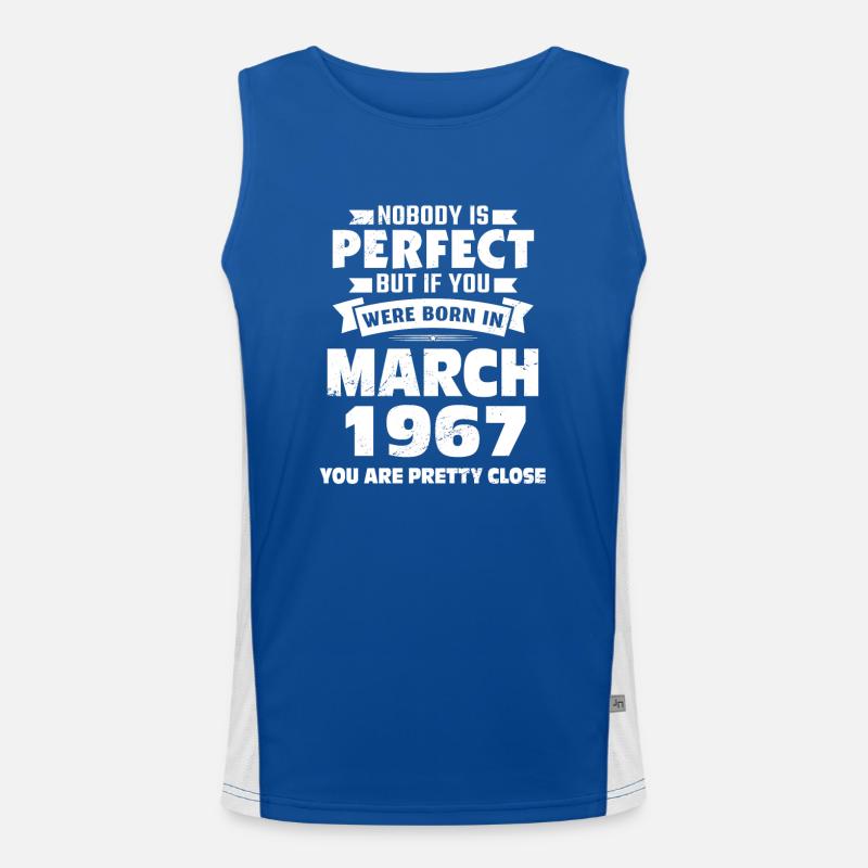 56th birthday March Born 1967 Gift idea Men's Functional Contrast Tank Top 