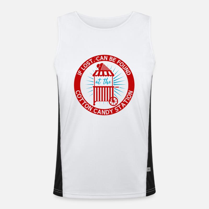 IF LOST CAN BE FOUND AT THE COTTON CANDY STATION Men's Functional Contrast Tank Top 