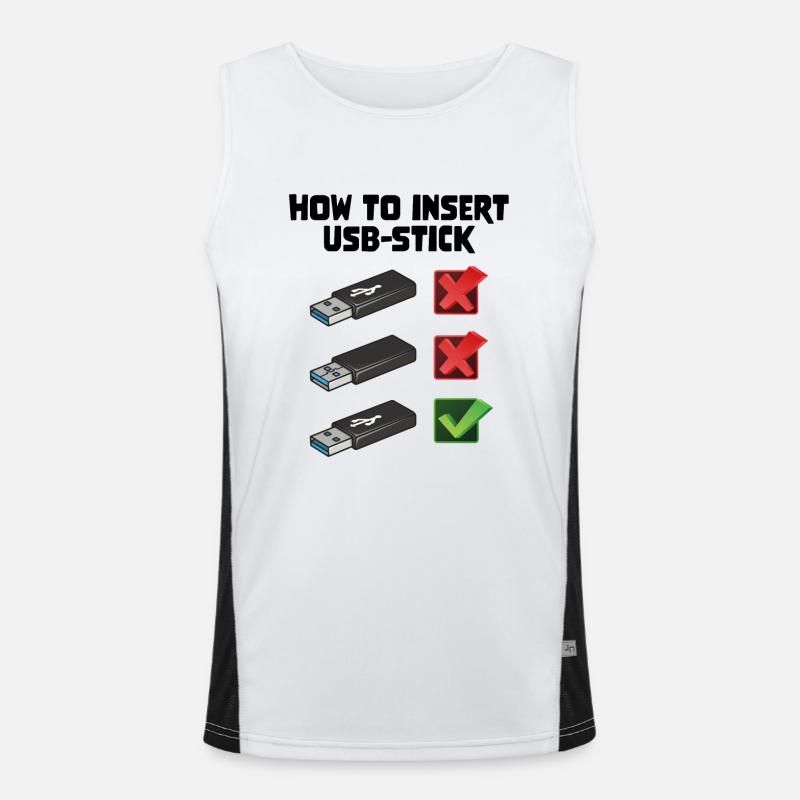 How To Insert USB Stick Funny Programmer Meme Funktionelles Kontrast-Tank Top für Männer 