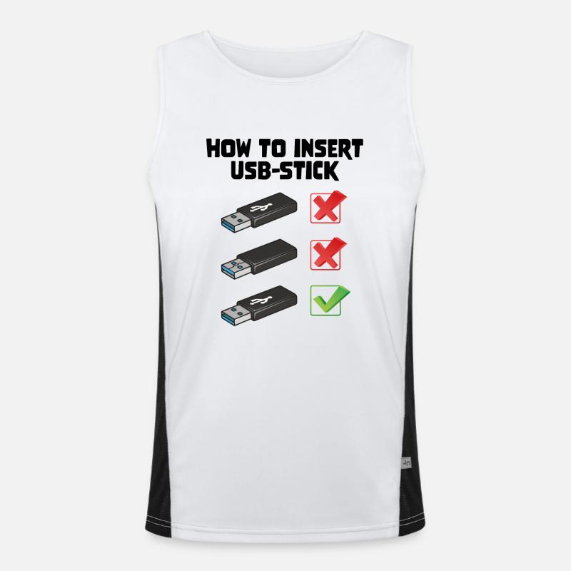 How To Insert USB Stick Funny Programmer Meme Funktionelles Kontrast-Tank Top für Männer 