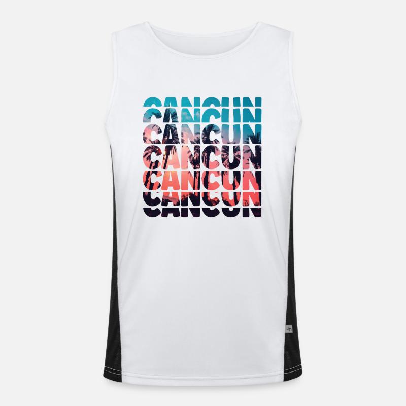 Cancun Beach Vacation Mexique Ocean Palm Tree Débardeur respirant contrasté Homme 