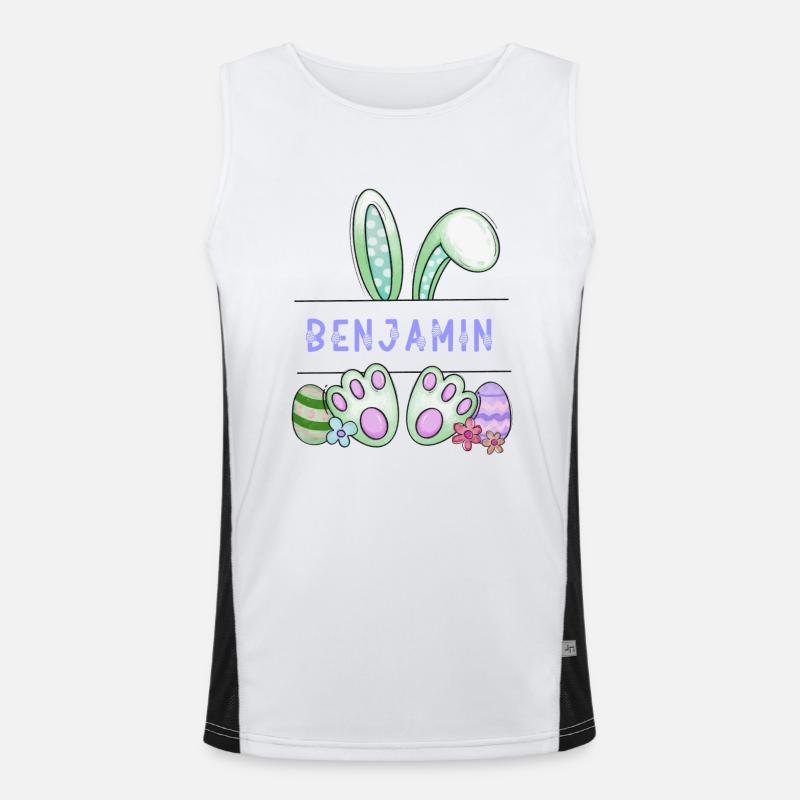 Easter Bunny, rabbit, cute - Benjamin - Men's Functional Contrast Tank Top  - white/black