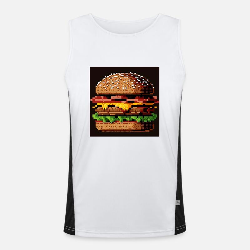 Burger 8 bits, Pixel Art Débardeur respirant contrasté Homme 