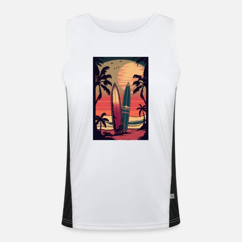 Retro Style Surfing Men's Functional Contrast Tank Top 