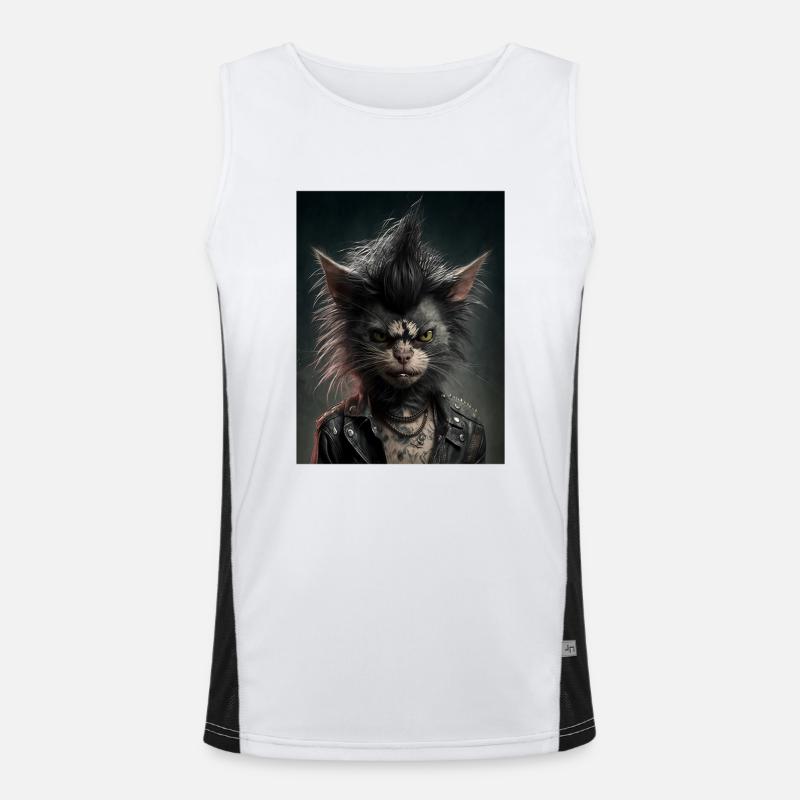 Chat Punk Rebel Débardeur respirant contrasté Homme 