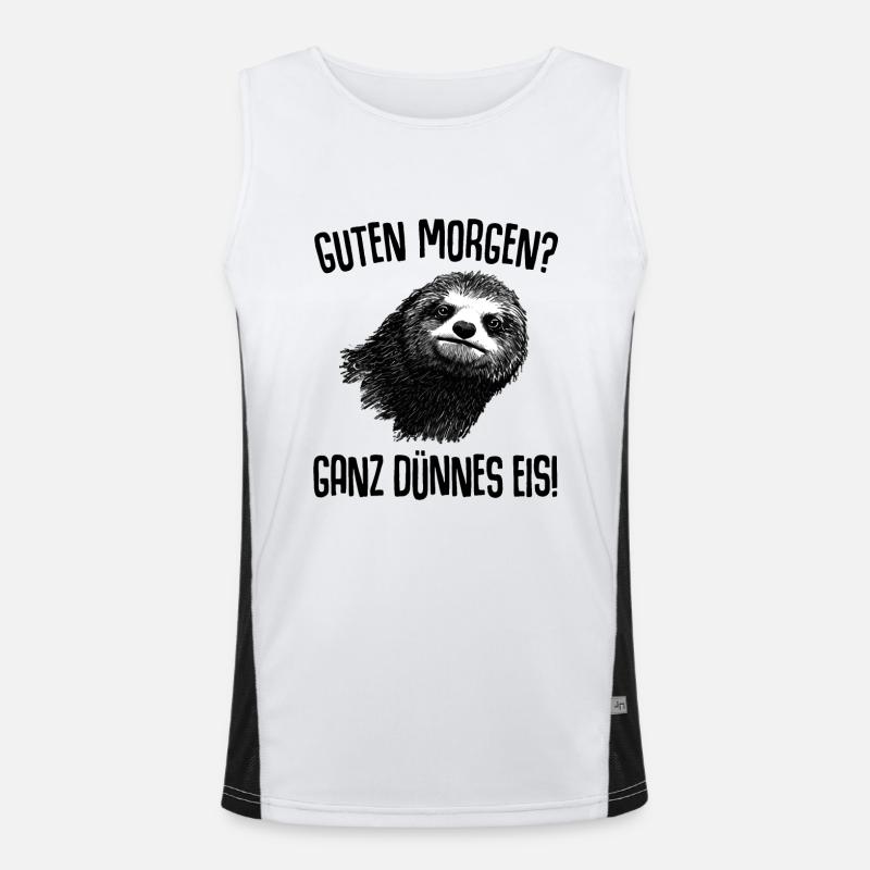 Faultier Guten Morgen Ganz Dünnes Eis Funktionelles Kontrast-Tank Top für Männer 