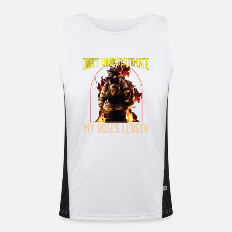 Don't Underestimate My Hoses Length Firefighter Funktionelles Kontrast-Tank Top für Männer 