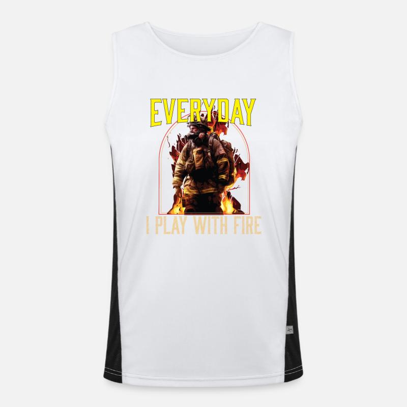 Everyday I Play With Fire Firefighting Fireman Funktionelles Kontrast-Tank Top für Männer 