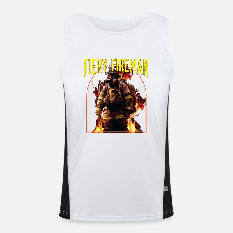 Fiery Fireman Fire Rescue Firefighting Firefighter Funktionelles Kontrast-Tank Top für Männer 