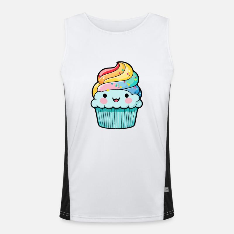 Cupcake Comic Muffin Kuchen Funktionelles Kontrast-Tank Top für Männer 