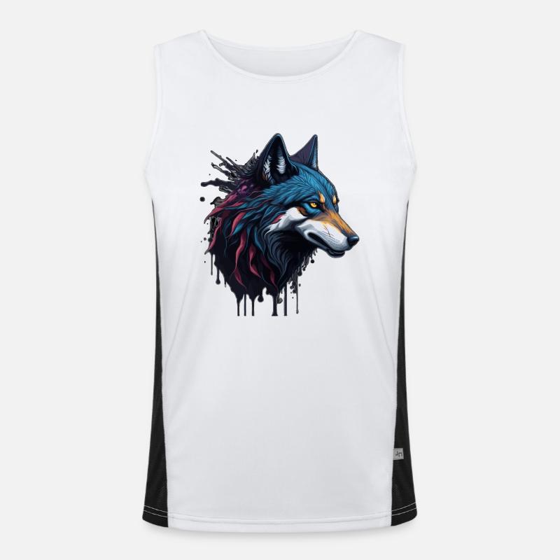 WOLF SPLASH ART DESIGN Funktionelles Kontrast-Tank Top für Männer 