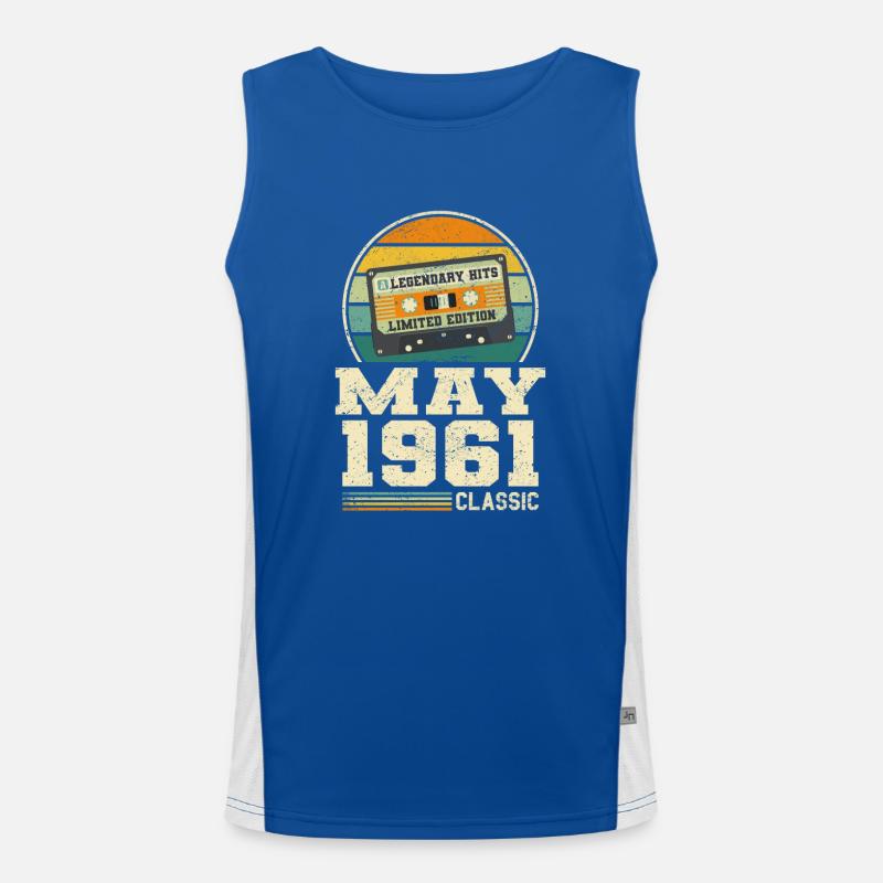 62nd Birthday May Vintage 1961 Gift Idea Men's Functional Contrast Tank Top 