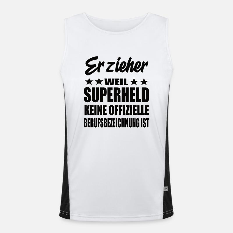 Erzieher Superheld Spruch Funktionelles Kontrast-Tank Top für Männer 