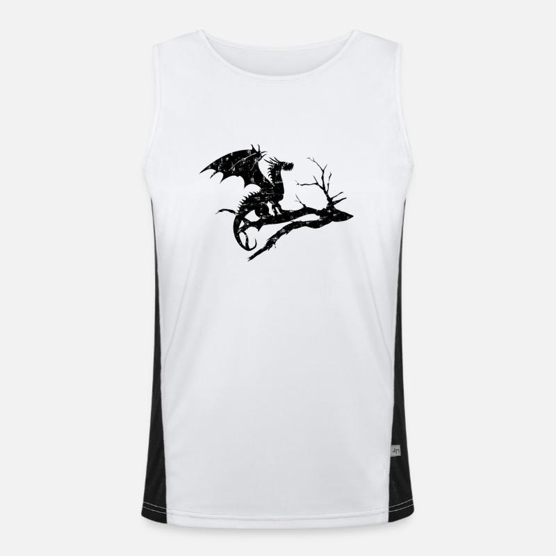 Dragon Design Silhouette Arbre Mort Débardeur respirant contrasté Homme 