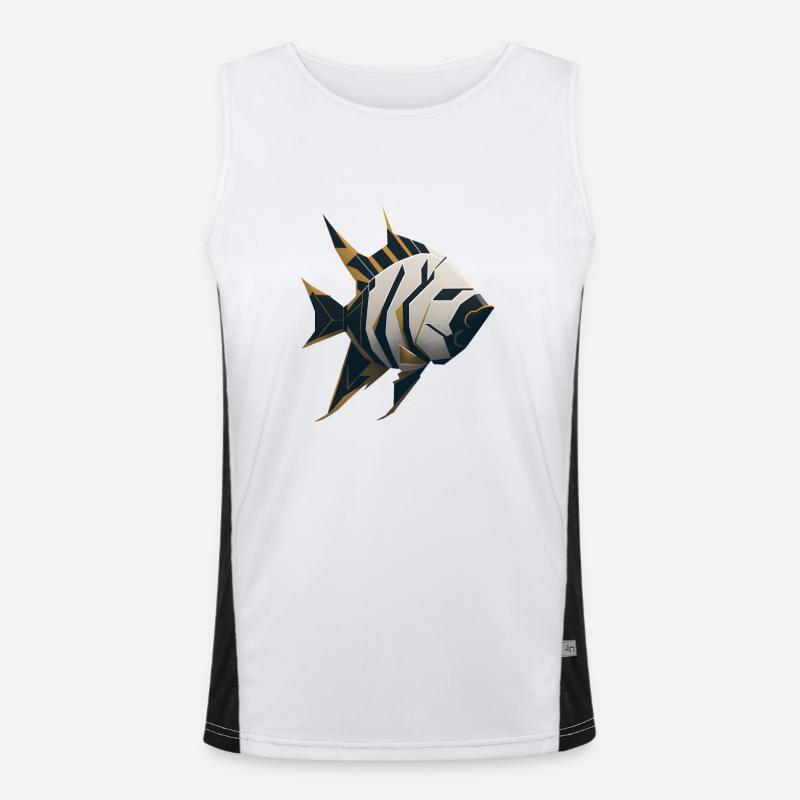 Geometric Fish Men's Functional Contrast Tank Top 