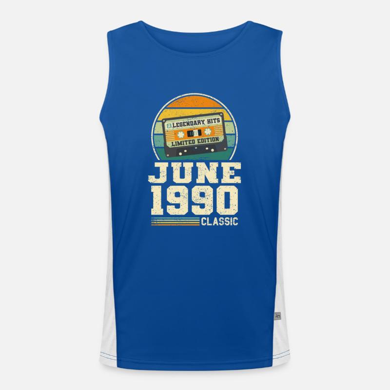 33rd Birthday June Vintage 1990 Gift Idea Men's Functional Contrast Tank Top 