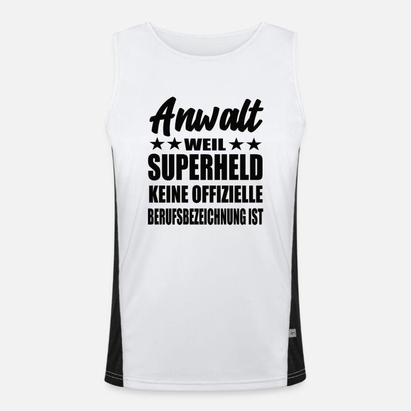 Anwalt Superheld Spruch Funktionelles Kontrast-Tank Top für Männer 