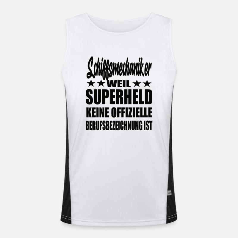 Schiffsmechaiker Superheld Spruch Funktionelles Kontrast-Tank Top für Männer 
