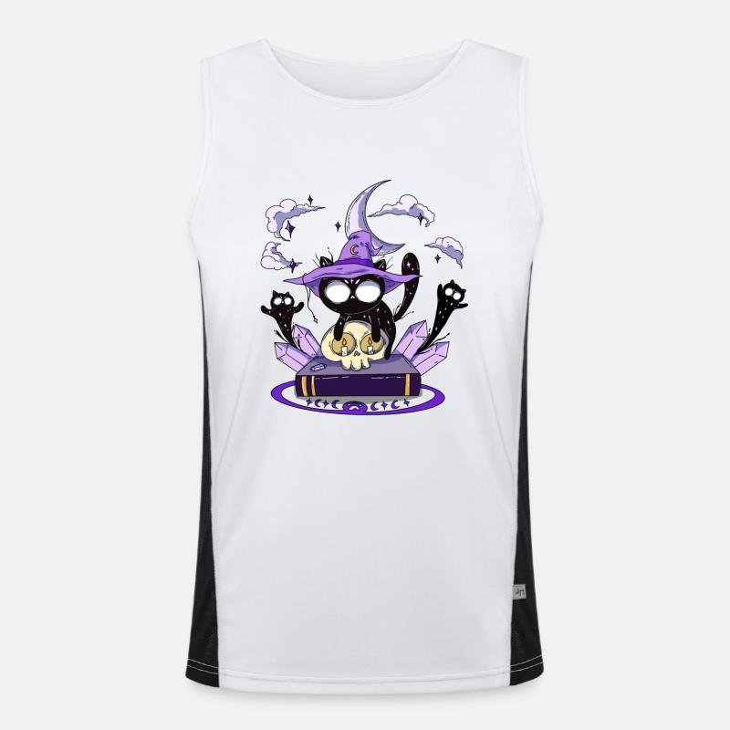 Magic Cat Ghosts Summoning Cats Magic Book Men's Functional Contrast Tank Top 