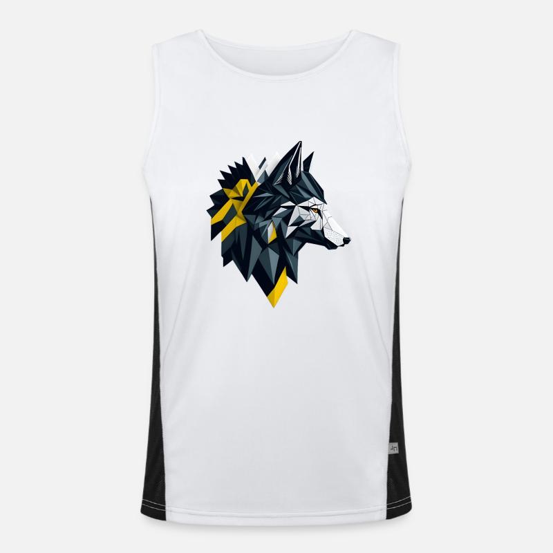 Geometric Wolf Head Men's Functional Contrast Tank Top 