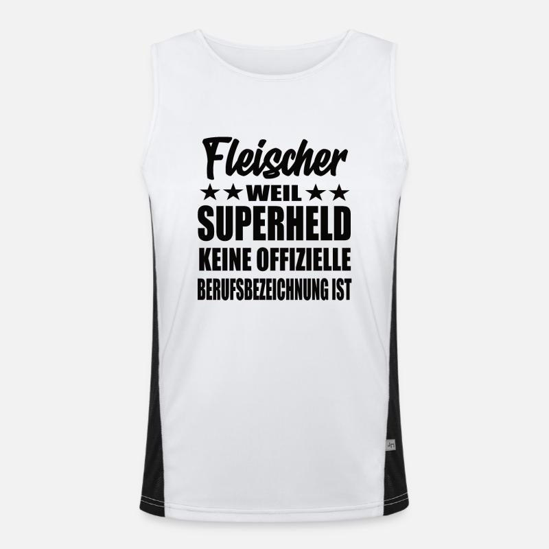 Fleischer Superheld Spruch Funktionelles Kontrast-Tank Top für Männer 