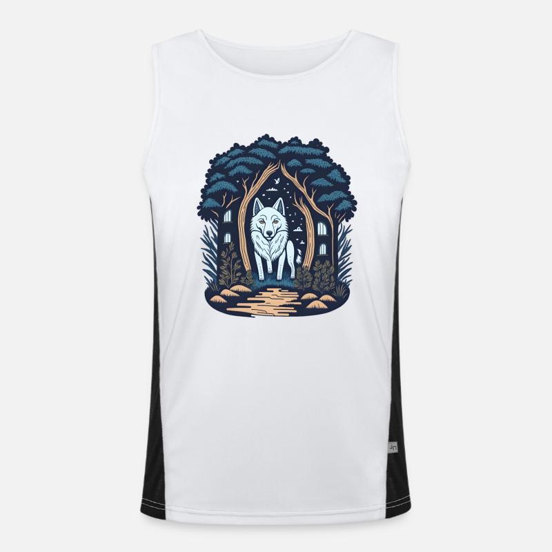 Waldhütte Cottagecore Wolf Funktionelles Kontrast-Tank Top für Männer 