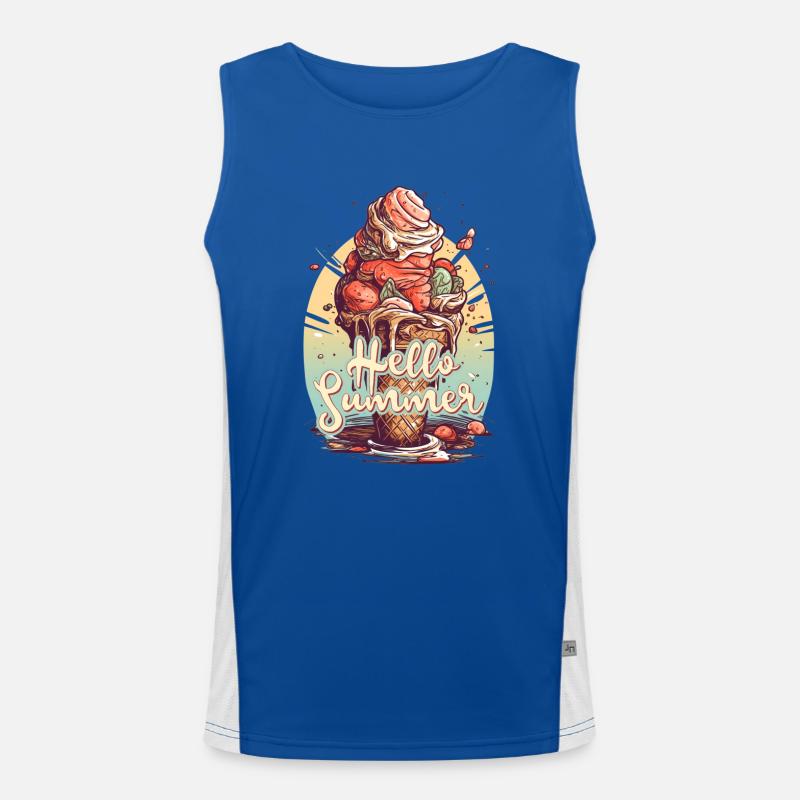 Hello Summer Eis Eiscreme Eisdiele Funktionelles Kontrast-Tank Top für Männer 