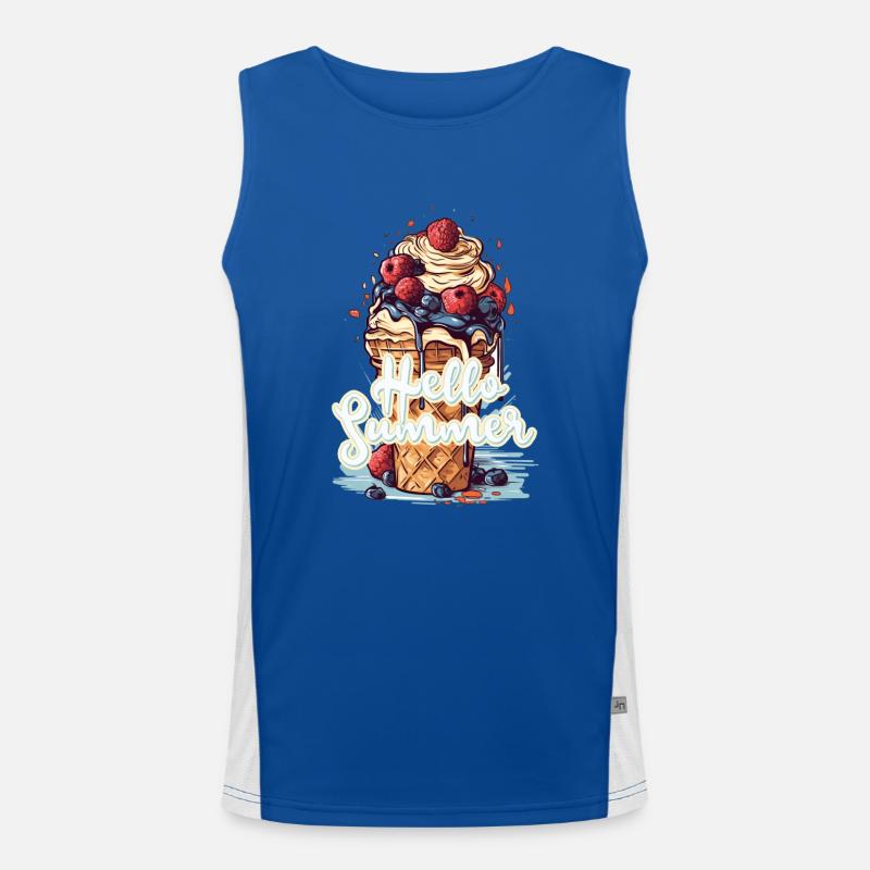 Hello Summer Eis Eiscreme Eisdiele Funktionelles Kontrast-Tank Top für Männer 