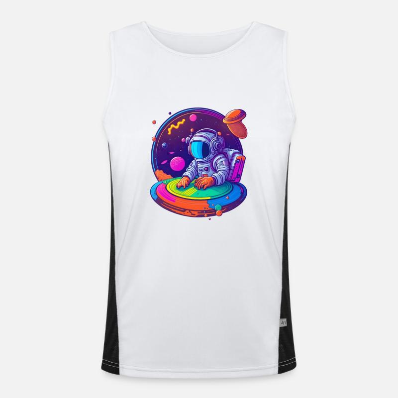 Retro Astronaut DJ Men's Functional Contrast Tank Top 