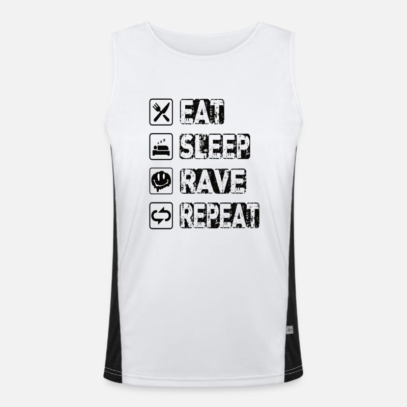 Eat Sleep Rave Repeat Funktionelles Kontrast-Tank Top für Männer 