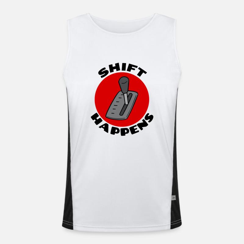 Verschiebung geschieht | Auto-Wortspiel Funktionelles Kontrast-Tank Top für Männer 