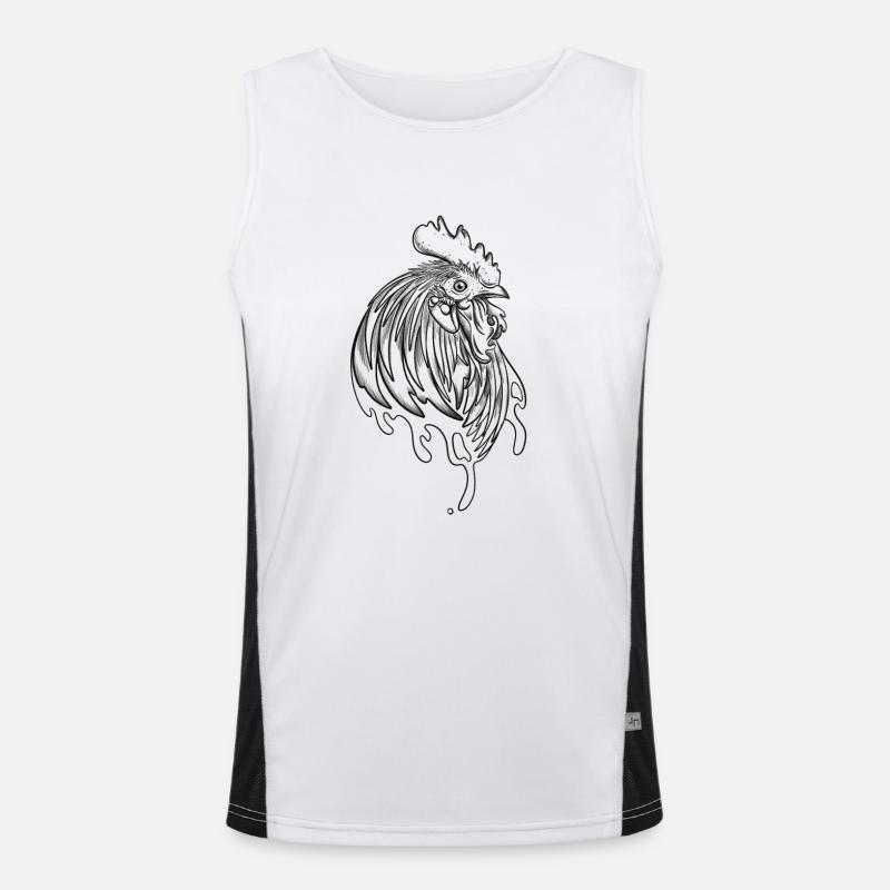 Conception de tatouage de coq élevage de poulets à la ferme Débardeur respirant contrasté Homme 