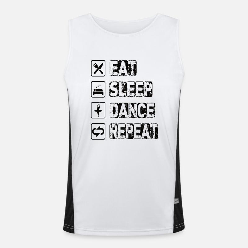 Eat Sleep Dance Repeat Funktionelles Kontrast-Tank Top für Männer 