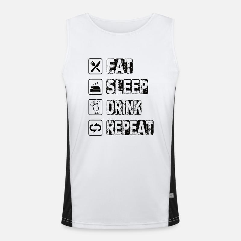 Eat Sleep Drink Repeat Funktionelles Kontrast-Tank Top für Männer 