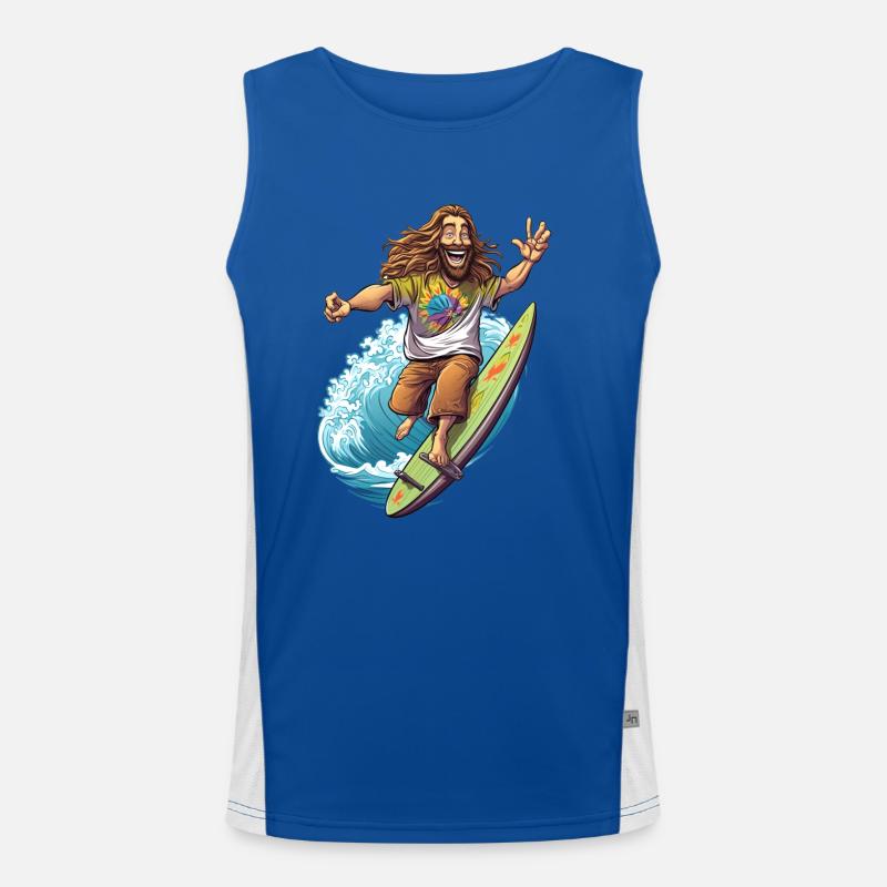 Lustiger Hippie Surfbrett - Surfer Geschenk Funktionelles Kontrast-Tank Top für Männer 