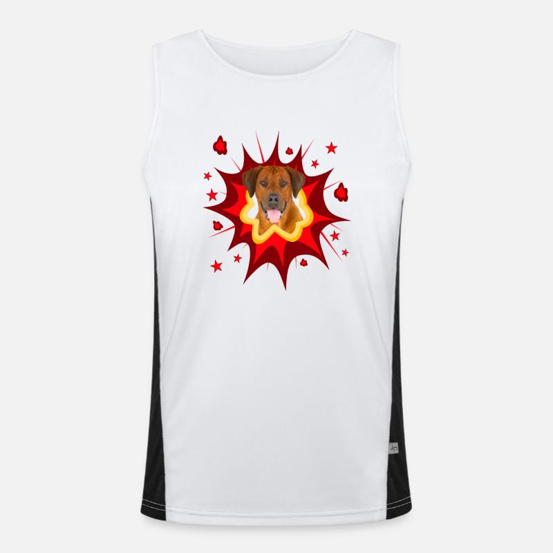 Comic Hund Design - Pow - Rhodesian Ridgeback Funktionelles Kontrast-Tank Top für Männer 