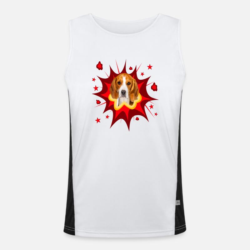 Comic Dog Design - Pow - Beagle Men's Functional Contrast Tank Top 