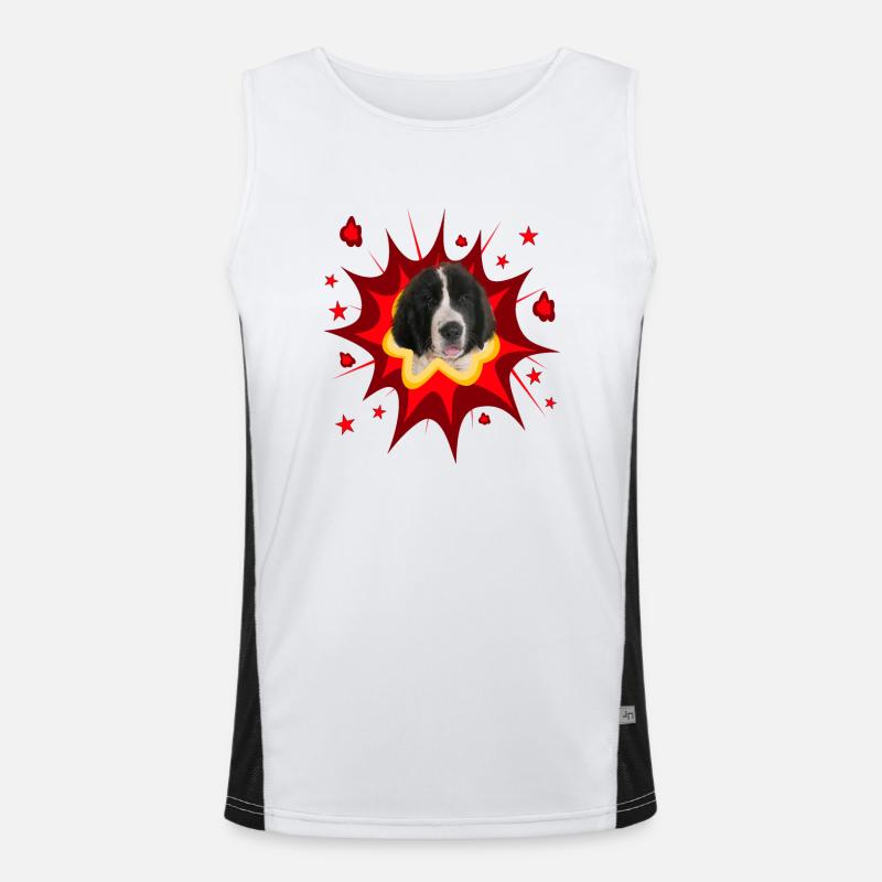 Comic Dog Design - Pow - Landseer Men's Functional Contrast Tank Top 