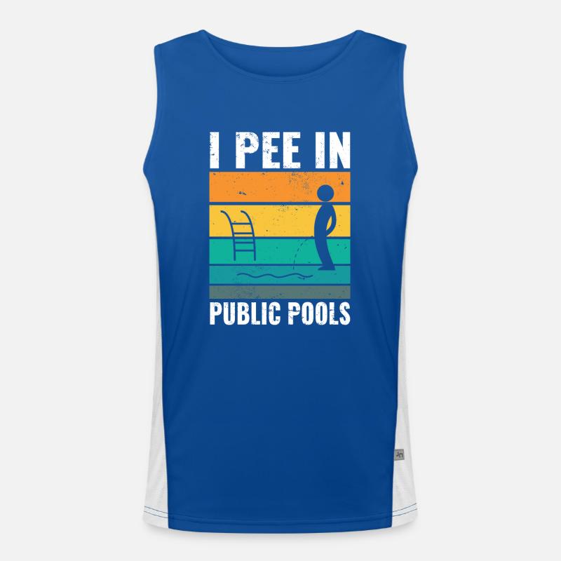 Je fais dans les piscines drôle Peeing dans les piscines Humour Débardeur respirant contrasté Homme 